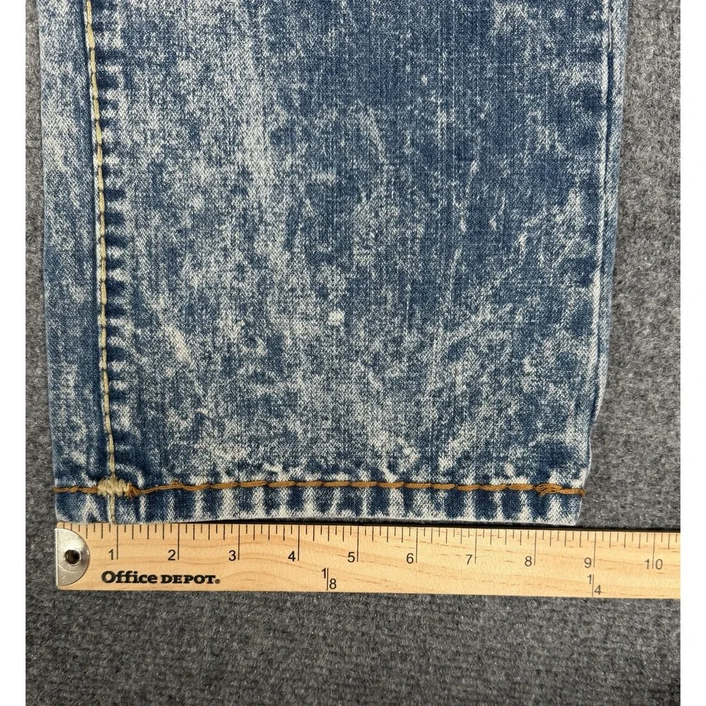 True Religion Ricky Straight Jeans Mens 34 Acid Wash Distressed Flap Pocket USA